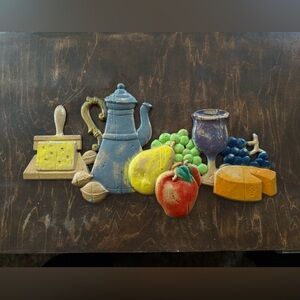 Vintage Midwest 56 Metal Fruit Wall Art, Hangers, Plaques Kitchen pitcher 20”